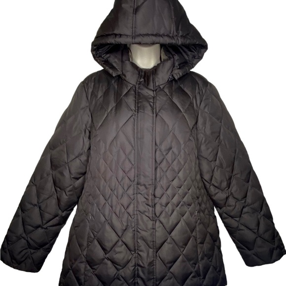 Macintosh New England Women's Quilted Winter Coat M Brown Removable Hood Zipper - Picture 1 of 15